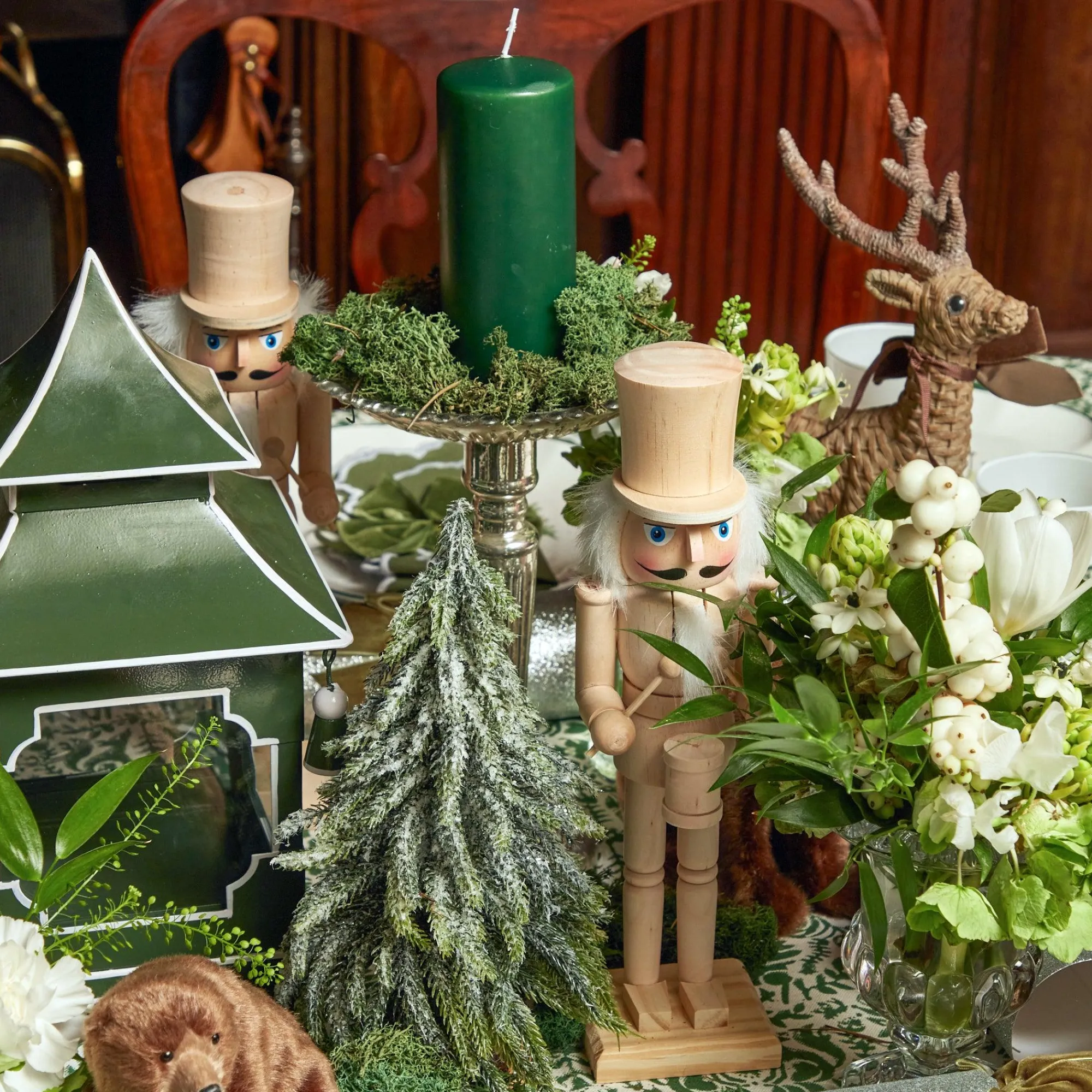 Forest Green Pillar Candles (Pair)|Mrs. Alice Online