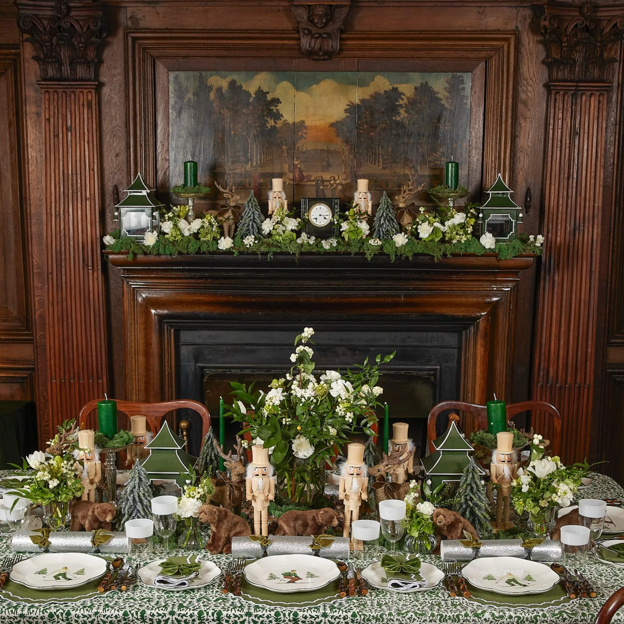 Forest Green Pillar Candles (Pair)|Mrs. Alice Online