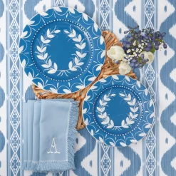 French Blue Garland Dinner & Starter Plates (Set Of 8)|Mrs. Alice Sale