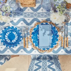 French Blue Garland Dinner & Starter Plates (Set Of 8)|Mrs. Alice Clearance