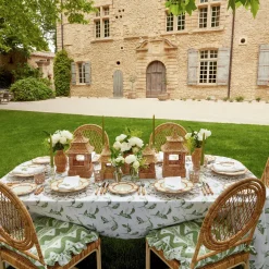 Frilled Green Ikat Seat Pad Cushion (Set Of 4)|Mrs. Alice Clearance