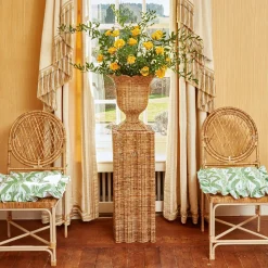 Frilled Green Ikat Seat Pad Cushion (Set Of 4)|Mrs. Alice Clearance