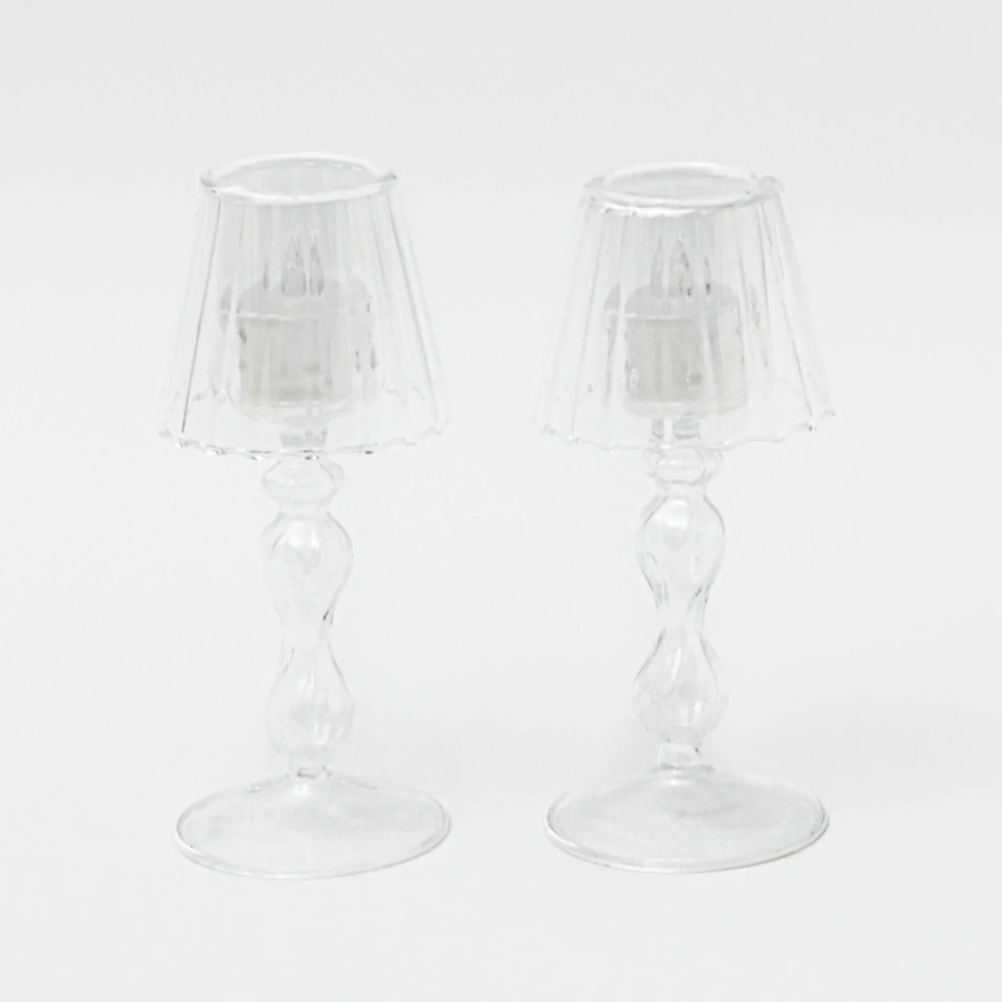 Glass Lantern Tea Light Holder (Pair) - 18Cm|Mrs. Alice Clearance