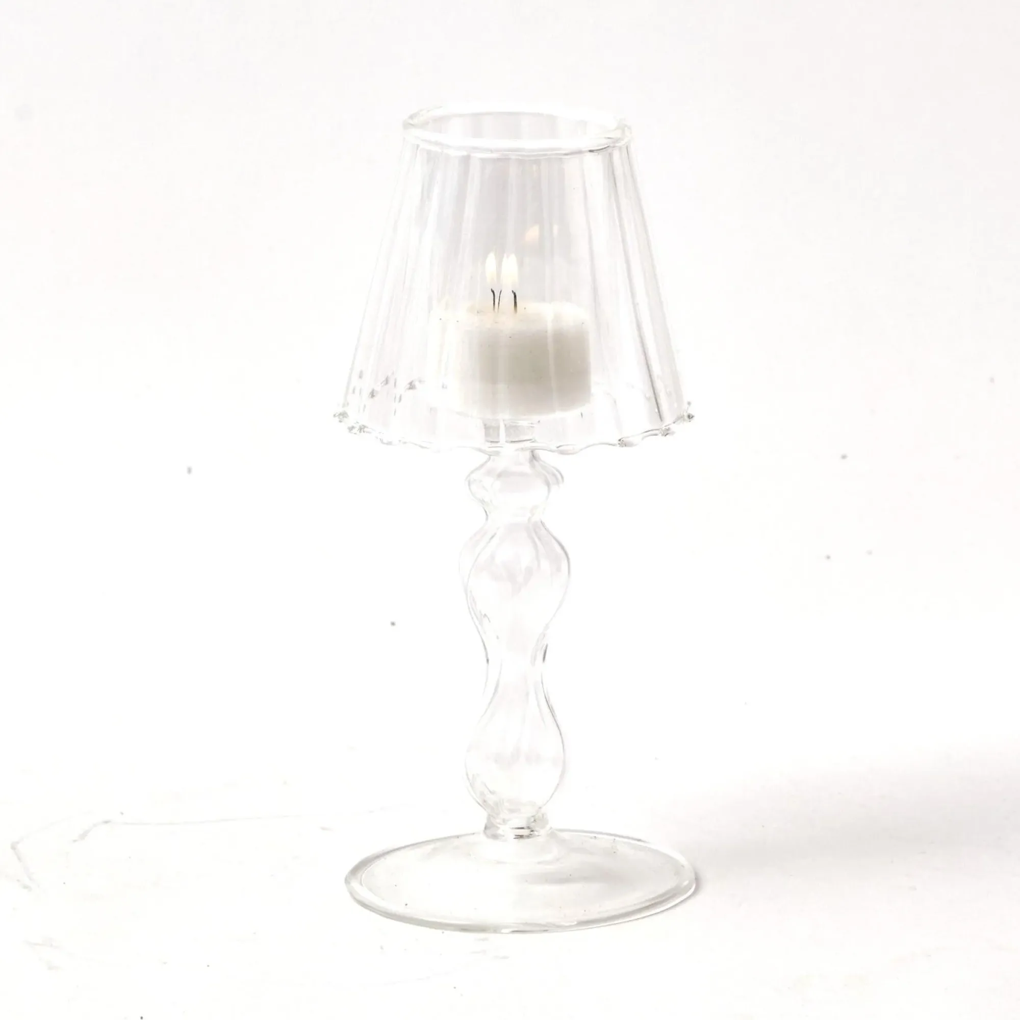 Glass Lantern Tea Light Holder (Pair) - 18Cm|Mrs. Alice Clearance
