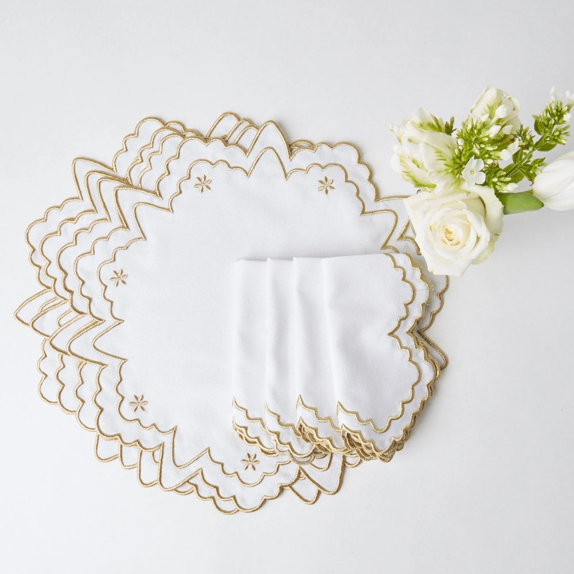 Gold Snowflake Napkins (Set Of 4)|Mrs. Alice Online