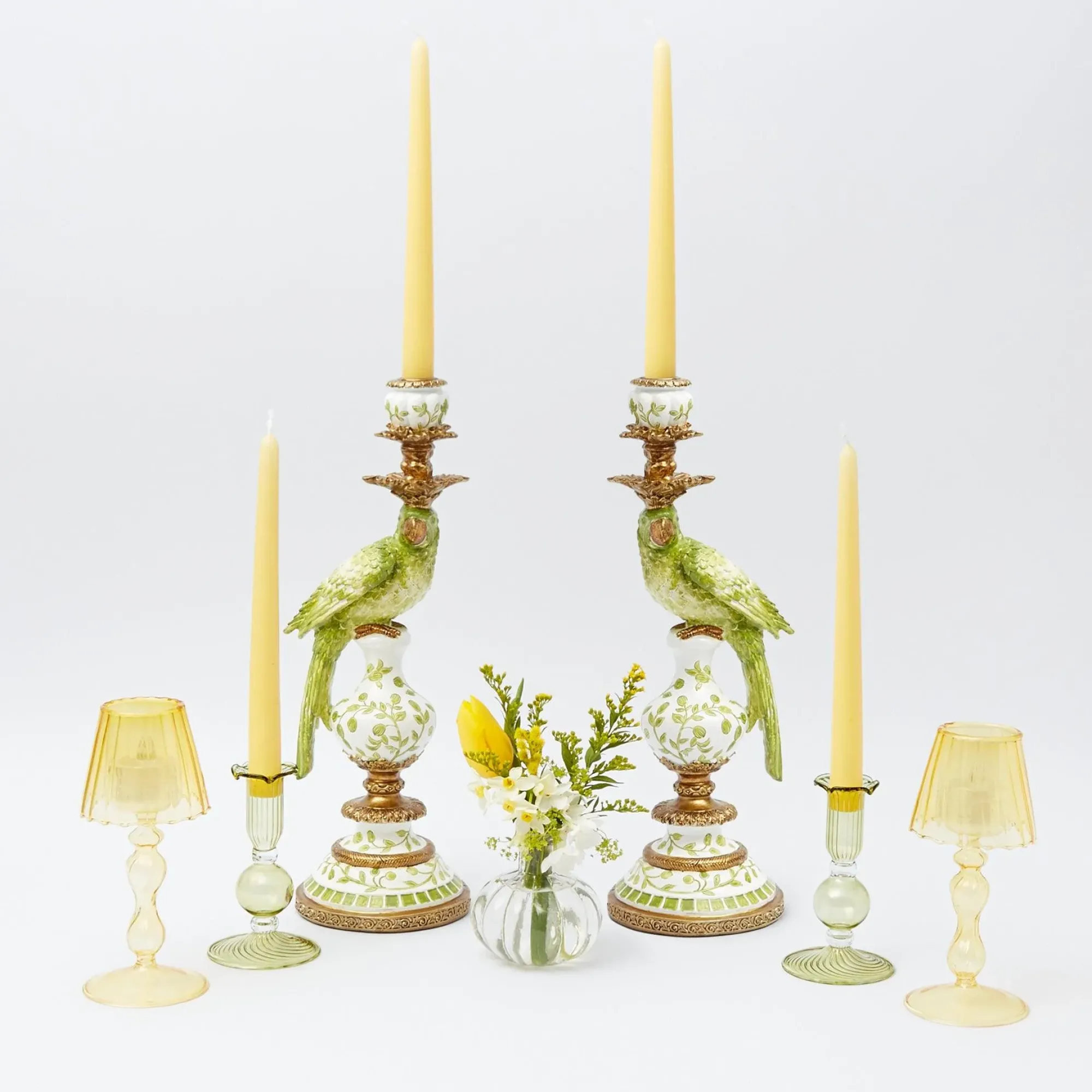 Green & Yellow Parrot Candlescape|Mrs. Alice Outlet