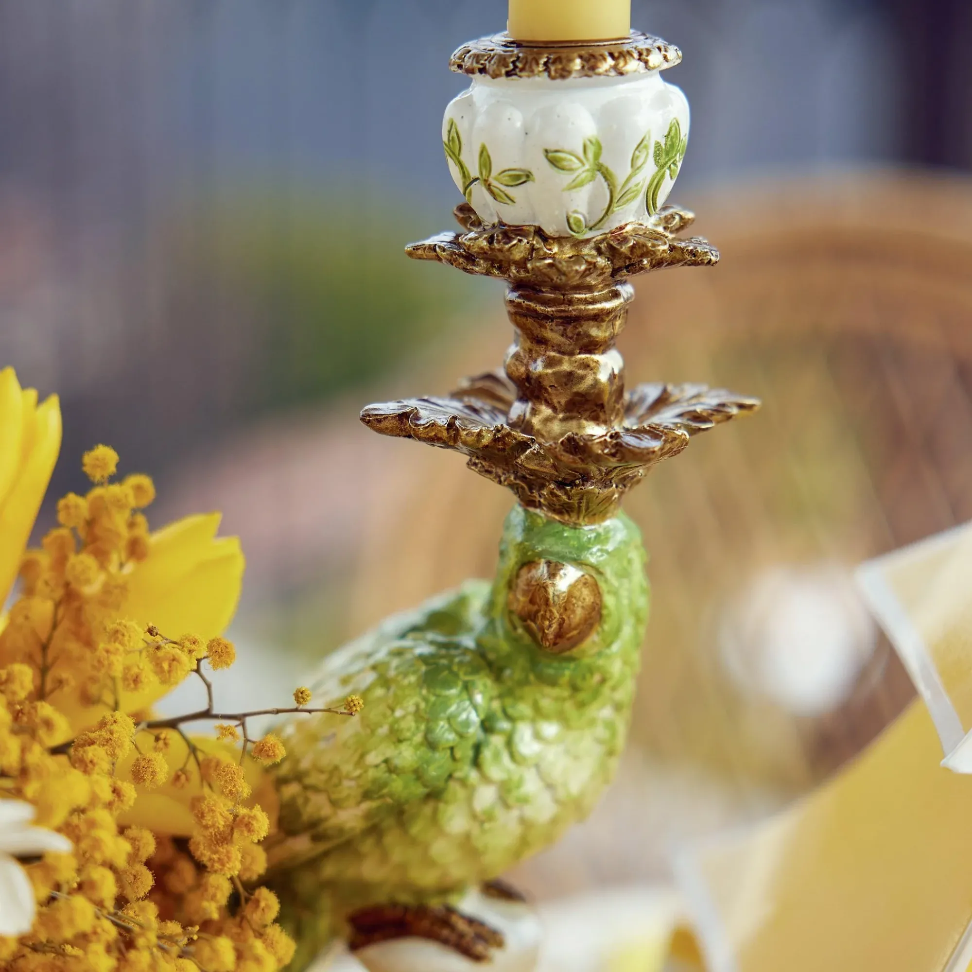 Green & Yellow Parrot Candlescape|Mrs. Alice Outlet