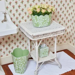 Green Floral Tole Scalloped Planter|Mrs. Alice Hot