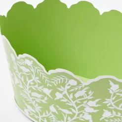 Green Floral Tole Scalloped Planter|Mrs. Alice Hot