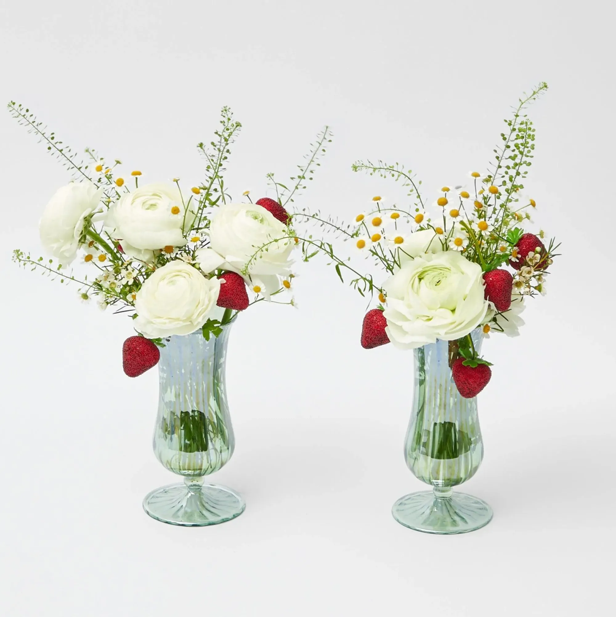 Green Fluted Vases (Pair)|Mrs. Alice Online