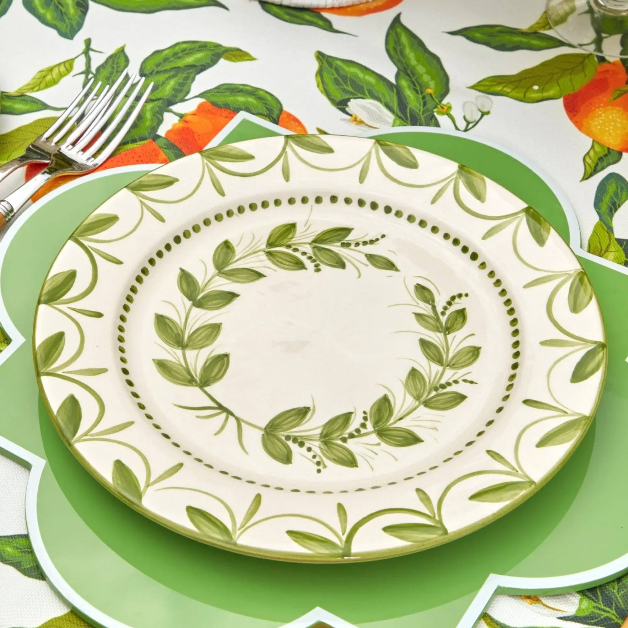 Green Garland Dinner Plates (Set Of 4)|Mrs. Alice Discount