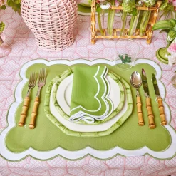 Green Geometric Bamboo Starter Plate (Set Of 4)|Mrs. Alice New