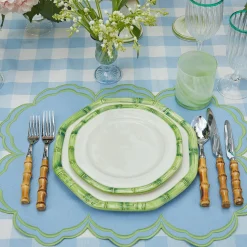 Green Geometric Bamboo Starter Plate (Set Of 4)|Mrs. Alice Sale
