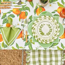 Green Gingham Ruffle Seat Pad Cushions (Set Of 4)|Mrs. Alice Best