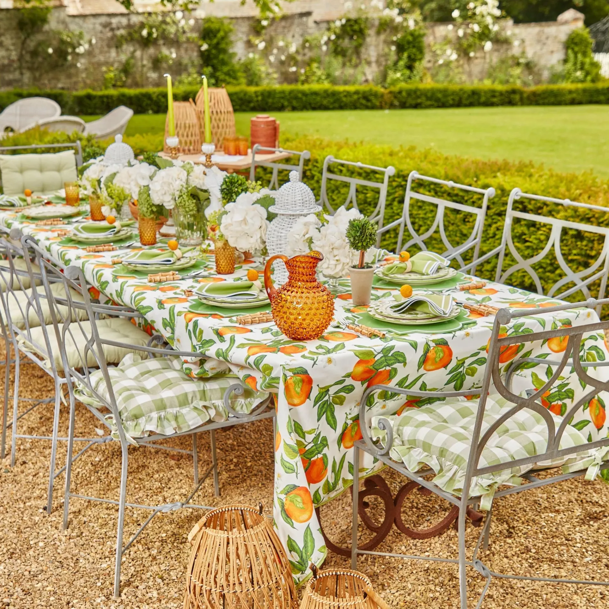 Green Gingham Ruffle Seat Pad Cushion|Mrs. Alice Online