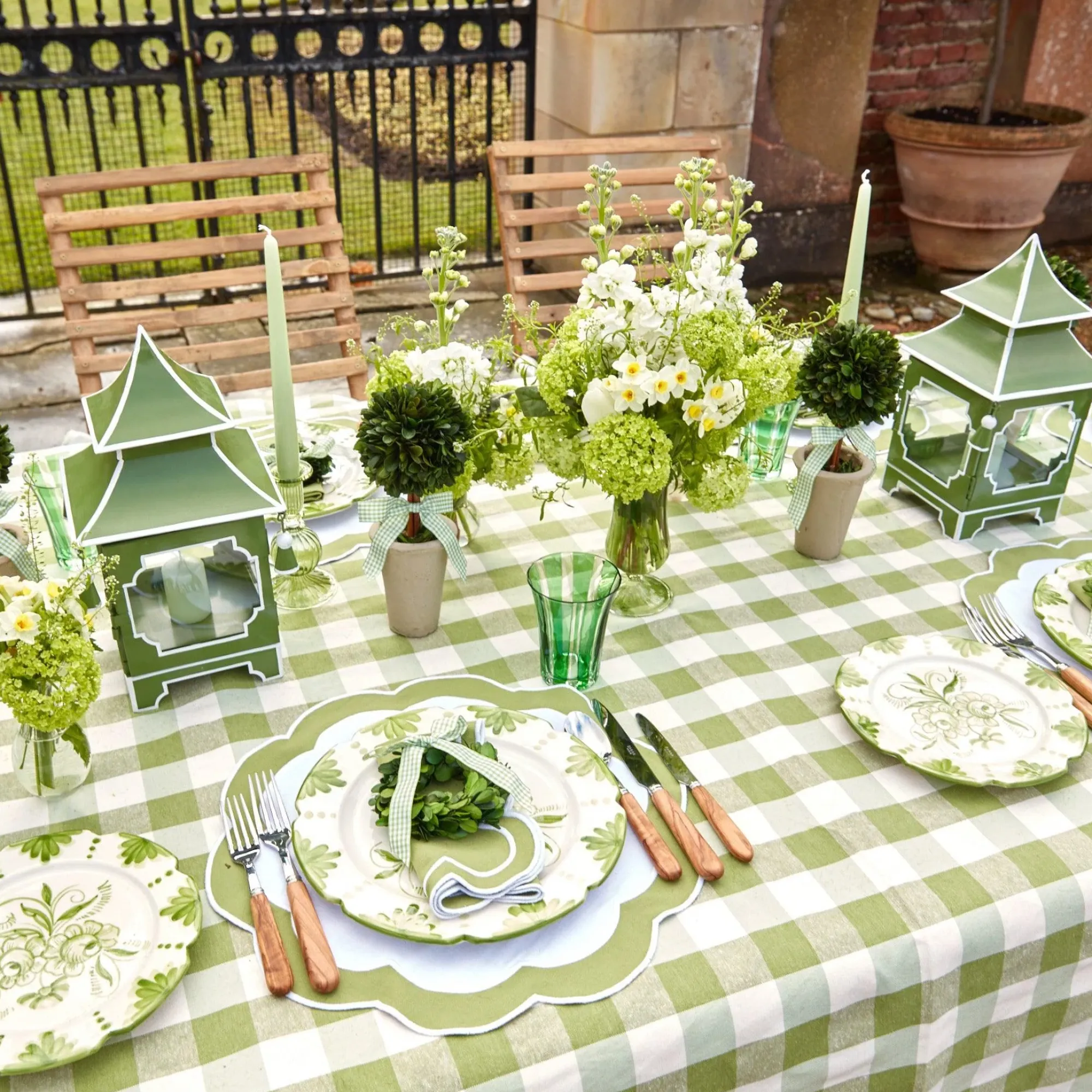 Green Gingham Tablecloth|Mrs. Alice
