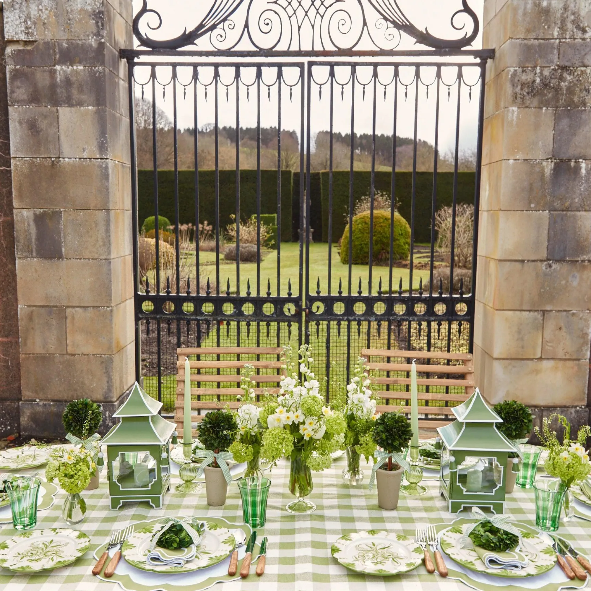 Green Gingham Tablecloth|Mrs. Alice