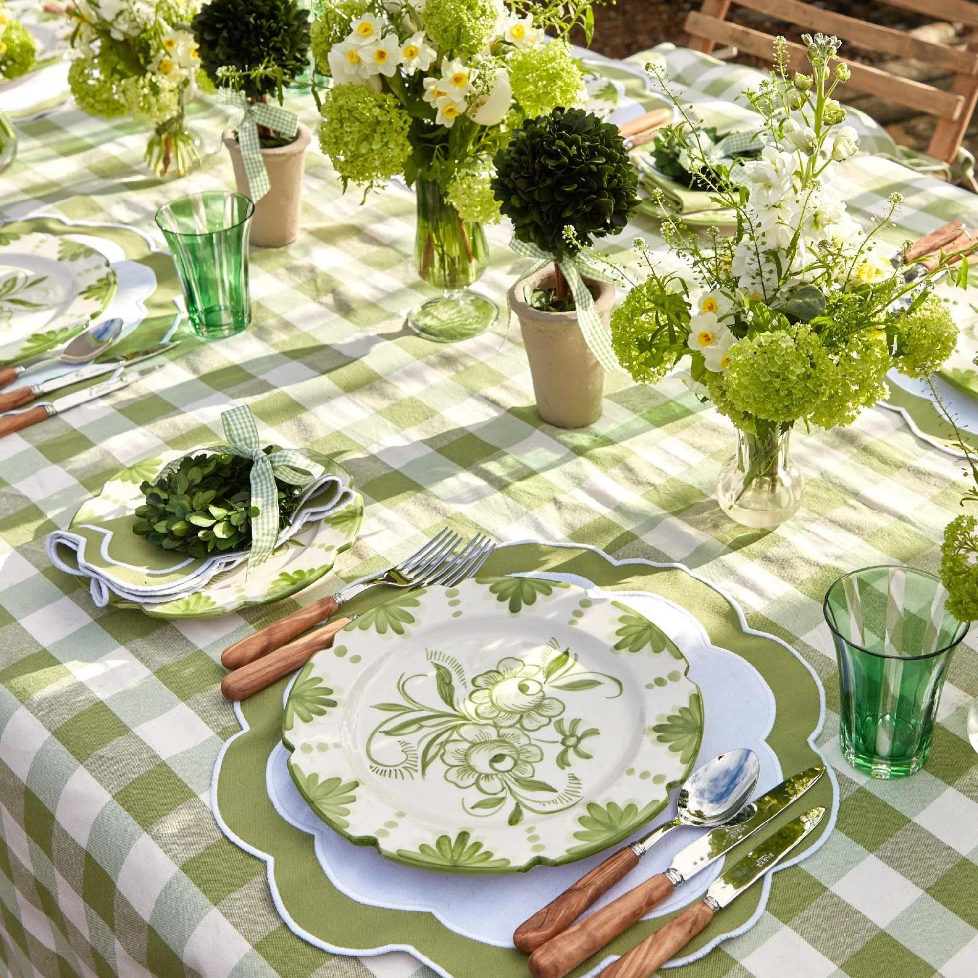 Green Gingham Tablecloth|Mrs. Alice