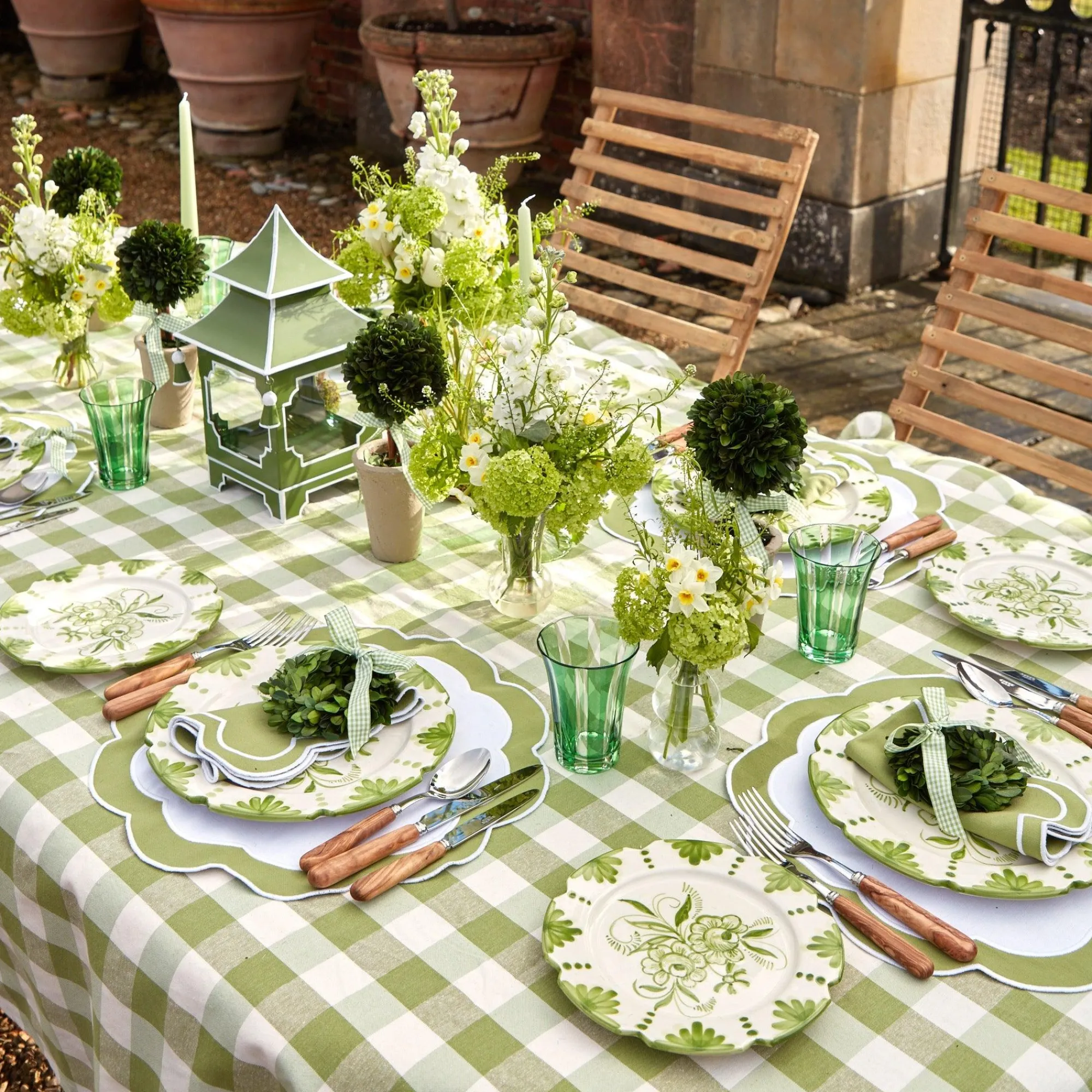 Green Gingham Tablecloth|Mrs. Alice