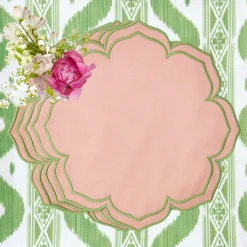 Green Ikat & Pink Fleur Linen Set|Mrs. Alice Hot