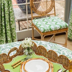 Green Ikat Seat Pad Cushion|Mrs. Alice