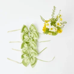 Green Saddle Stitch Napkin Bows (Set Of 4)|Mrs. Alice New