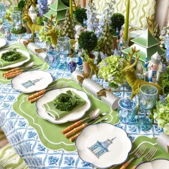 Green Scalloped Pagoda Starter Plate|Mrs. Alice Best