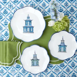 Green Scalloped Pagoda Starter Plate|Mrs. Alice Best