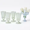 Green White Rim Frilled Glasses (Set Of 4)|Mrs. Alice Best