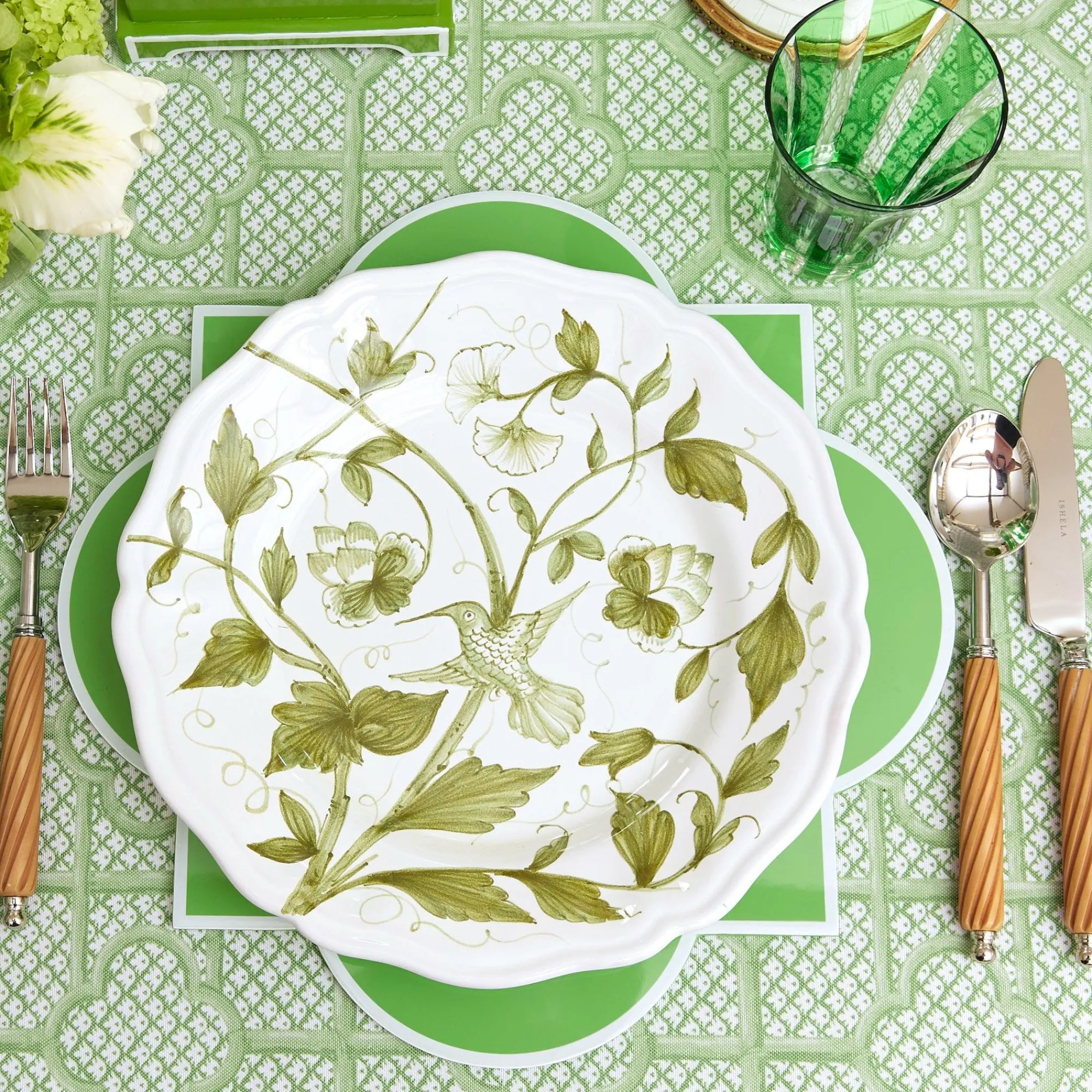 Hand Painted Hummingbird Dinner Plate|Mrs. Alice Hot