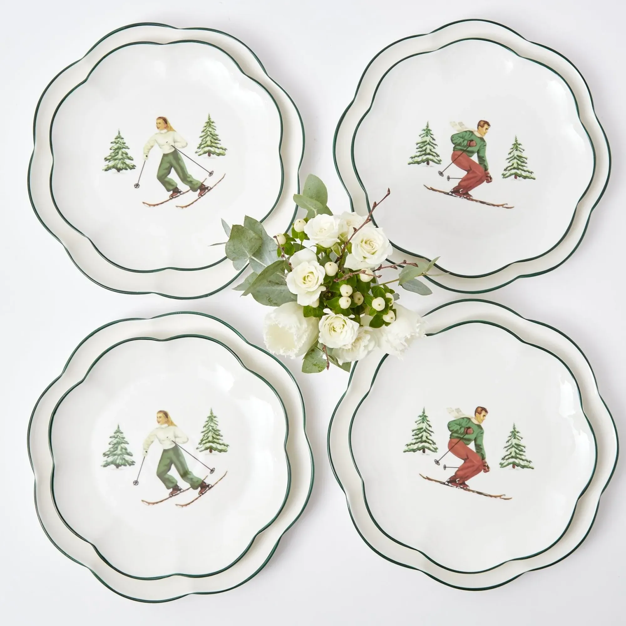 Heidi & Hans Skier Starter Plates (Set Of 4)|Mrs. Alice Sale