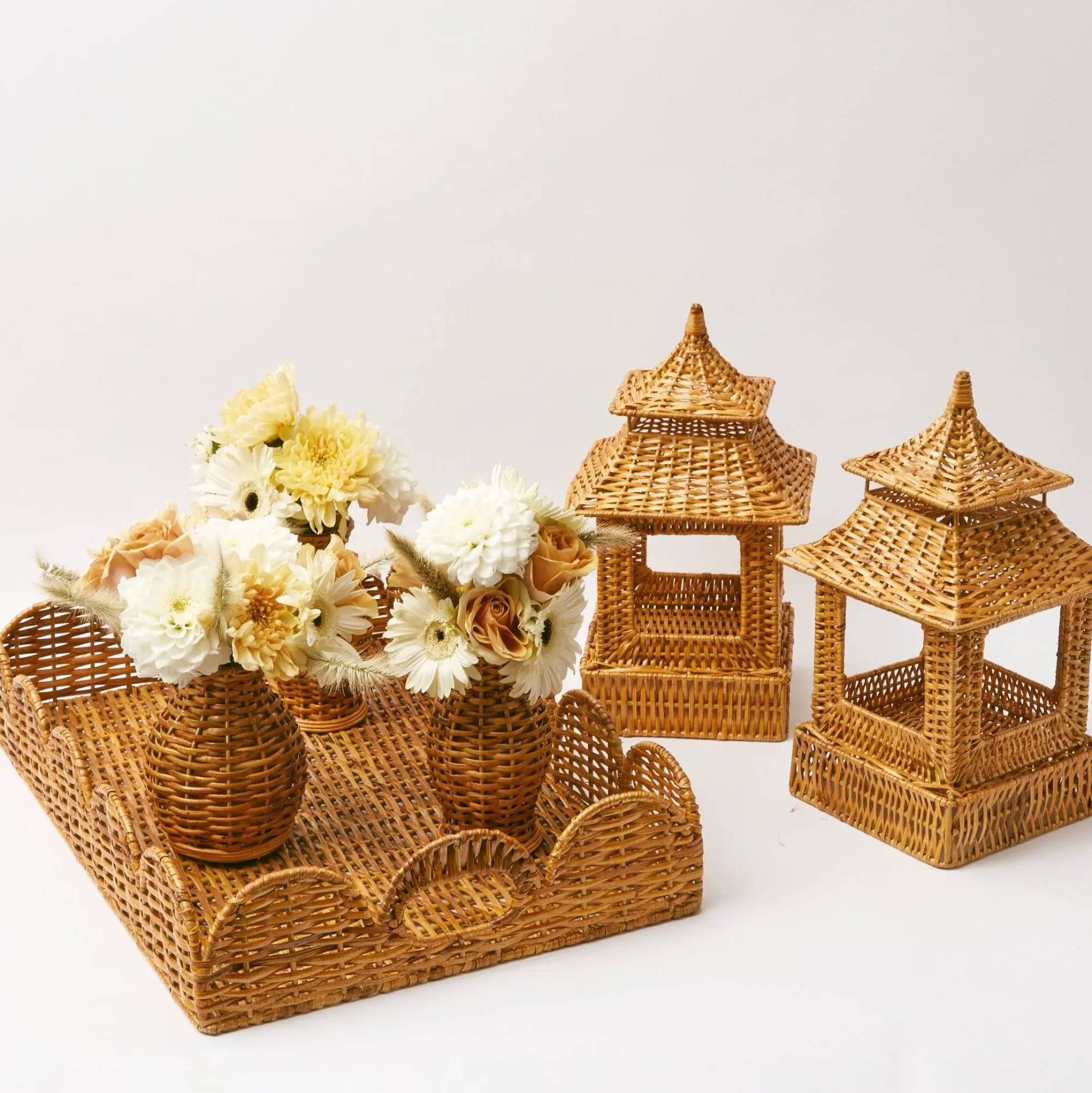 Honey Rattan Pagoda Lantern|Mrs. Alice Discount