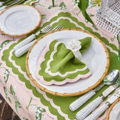 Isla Green & Pink Placemats & Napkins (Set Of 4)|Mrs. Alice New