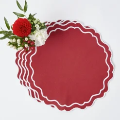 Katherine Berry Red Placemats (Set Of 4)|Mrs. Alice Outlet