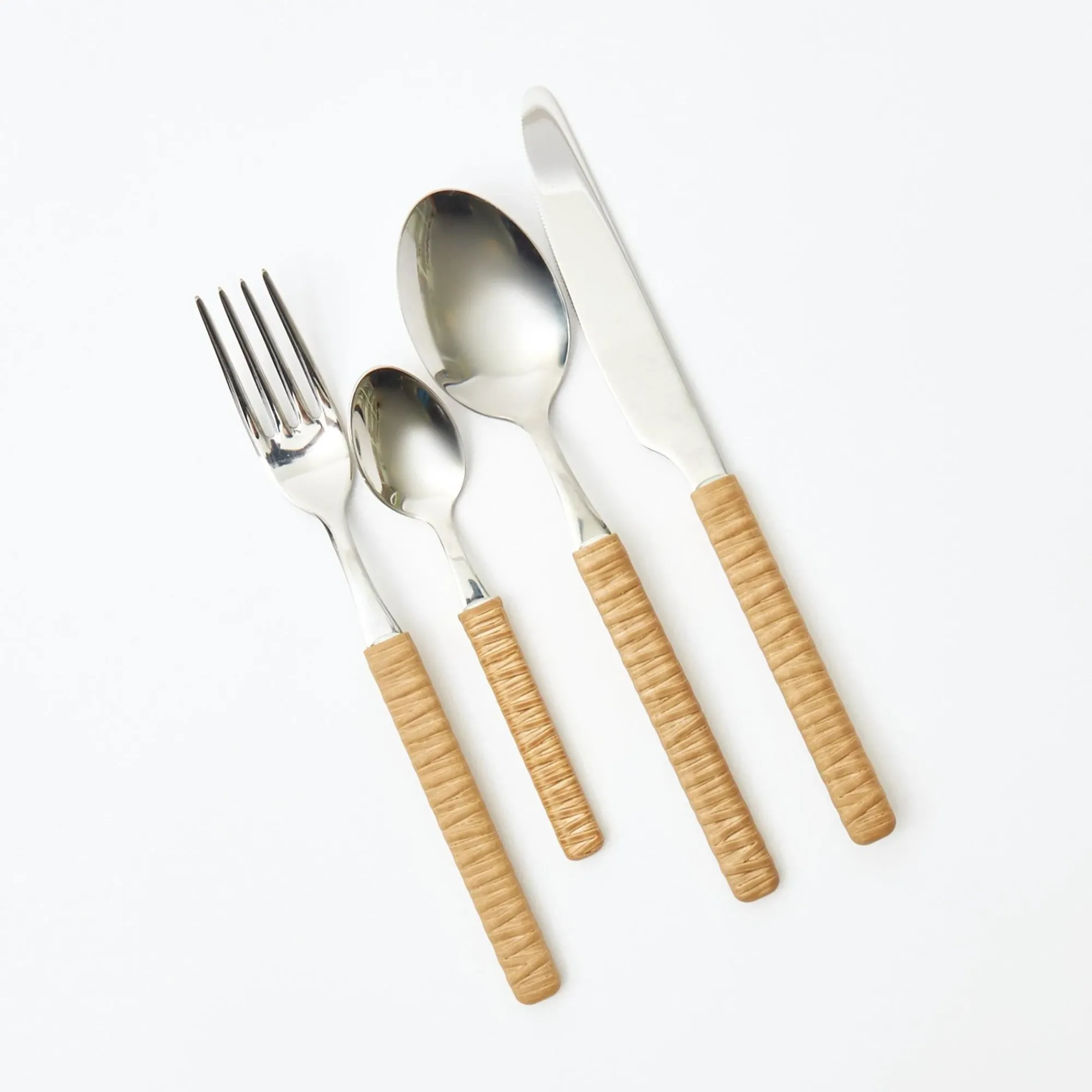 Light Brown Rattan Effect Cutlery (4Pcs)|Mrs. Alice Outlet