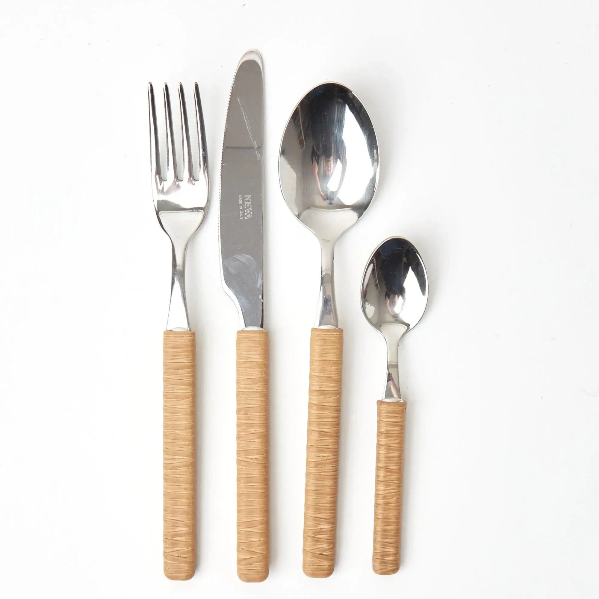 Light Brown Rattan Effect Cutlery (4Pcs)|Mrs. Alice Outlet