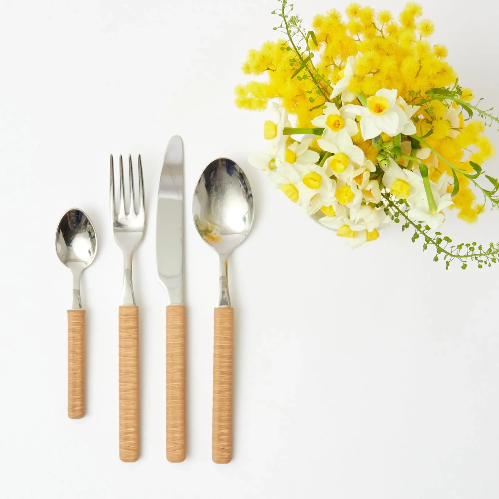 Light Brown Rattan Effect Cutlery (4Pcs)|Mrs. Alice Outlet