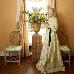 Liliana Scalloped Rattan Pedestal And Urn|Mrs. Alice Best