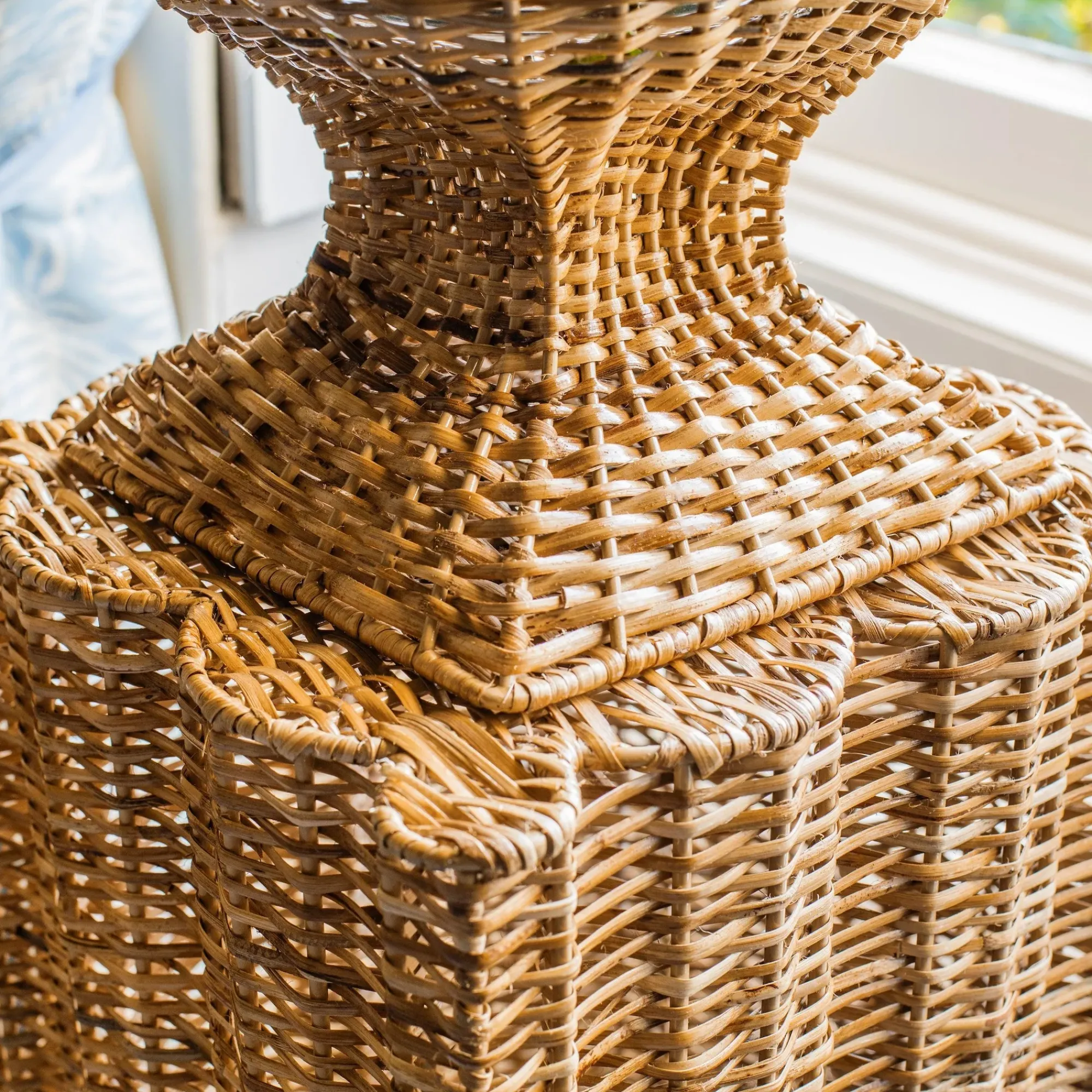 Liliana Scalloped Rattan Pedestal And Urn|Mrs. Alice Best