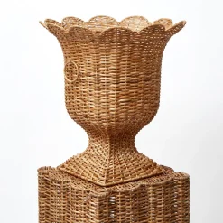 Liliana Scalloped Rattan Pedestal And Urn|Mrs. Alice Best