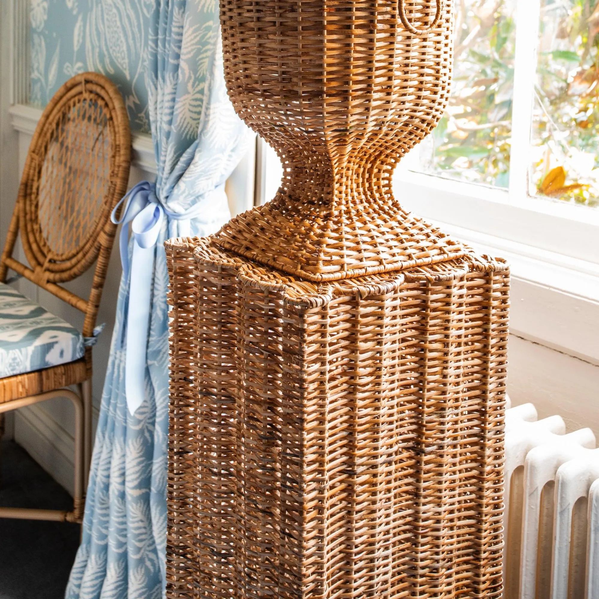 Liliana Scalloped Rattan Pedestal And Urn|Mrs. Alice Best