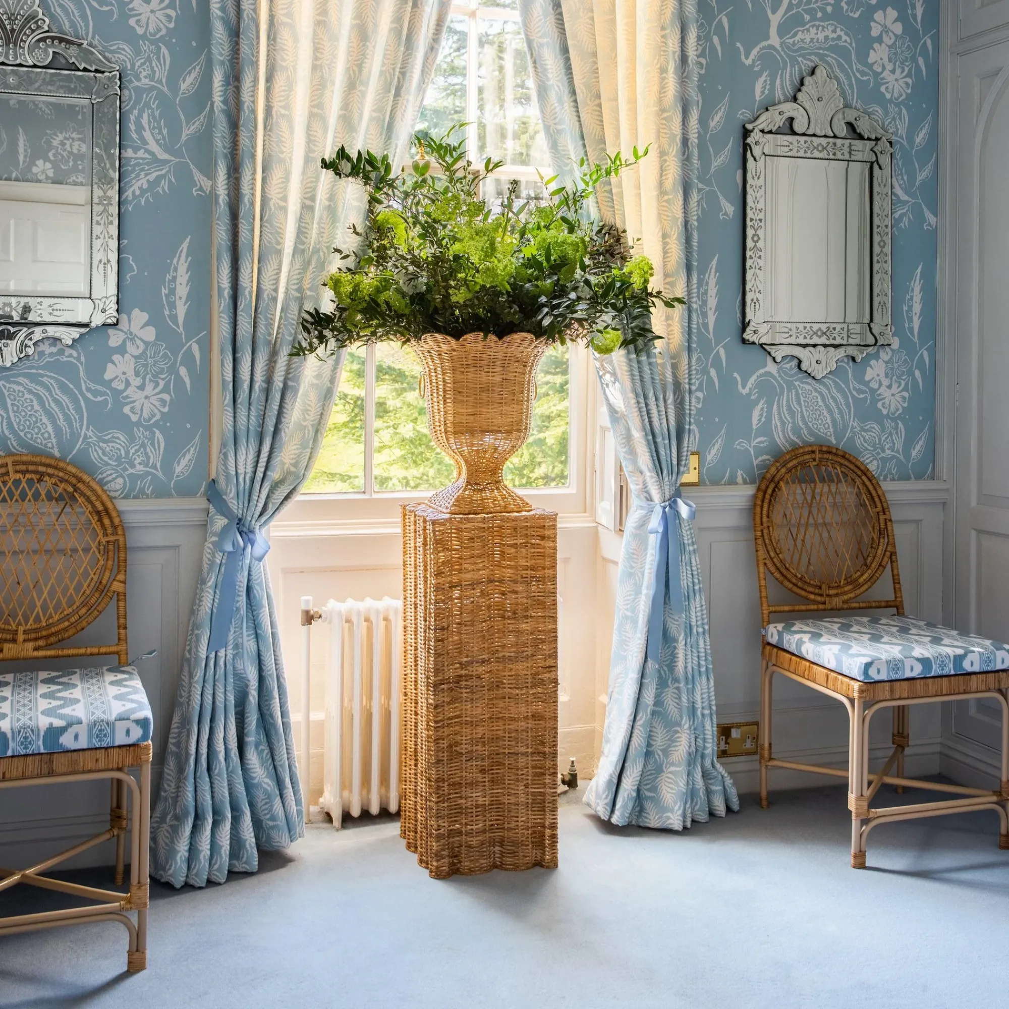 Liliana Scalloped Rattan Urn|Mrs. Alice