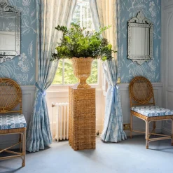 Liliana Scalloped Rattan Pedestal And Urn|Mrs. Alice Clearance