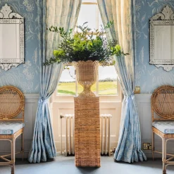 Liliana Scalloped Rattan Pedestal And Urn|Mrs. Alice Hot