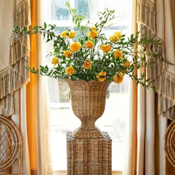 Liliana Scalloped Rattan Pedestal And Urn|Mrs. Alice Hot