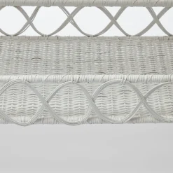 Madeleine White Rattan Scalloped Console Table|Mrs. Alice New
