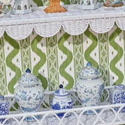 Madeleine White Rattan Scalloped Console Table|Mrs. Alice Best