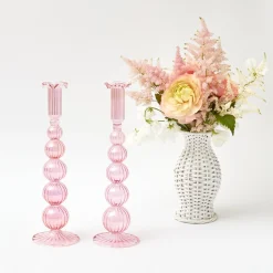 Marguerite Pink Candle Holders (Pair)|Mrs. Alice New