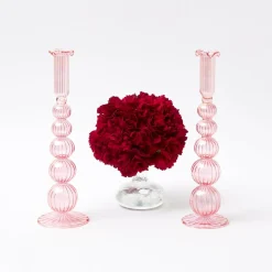 Marguerite Pink Candle Holders (Pair)|Mrs. Alice New