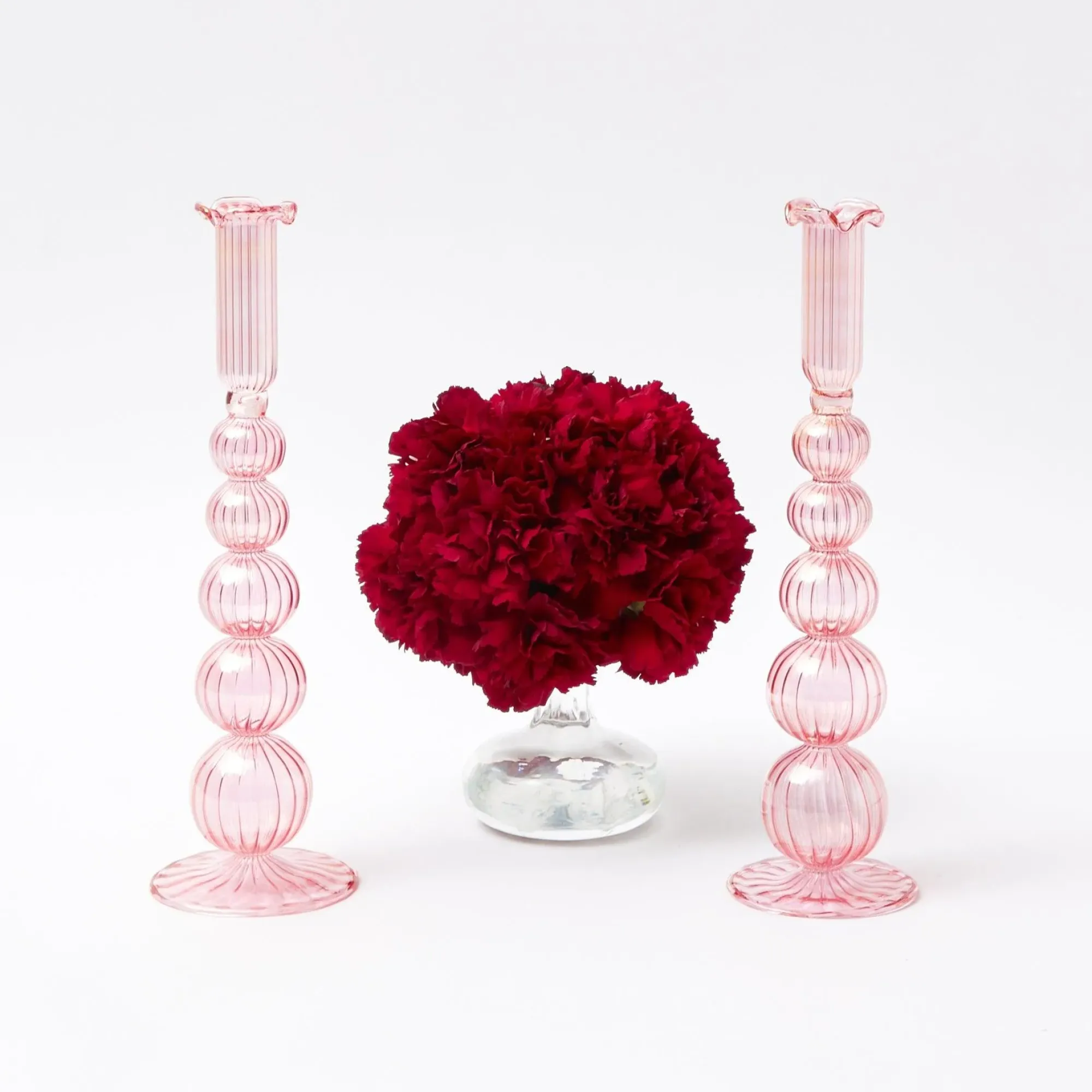 Marguerite Pink Candle Holders (Pair)|Mrs. Alice New